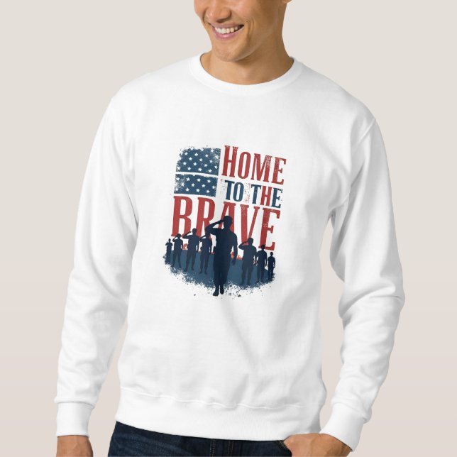 Home of the Brave Salute Tee Lång Ärmad Tröja (Framsida)