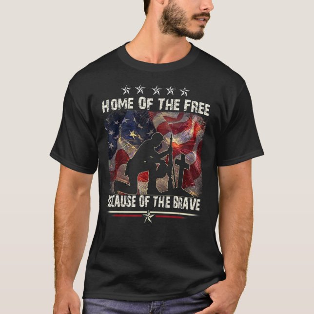 Home Of The Free Because Of The Brave   Proud Vete T Shirt (Framsida)