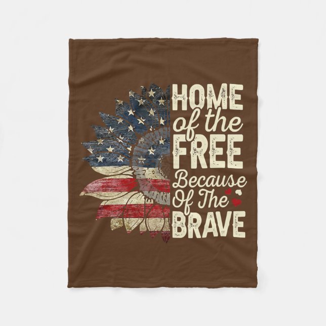 Home Of The Free Because Of The Brave Sunflower Fleecefilt (Framsidan)