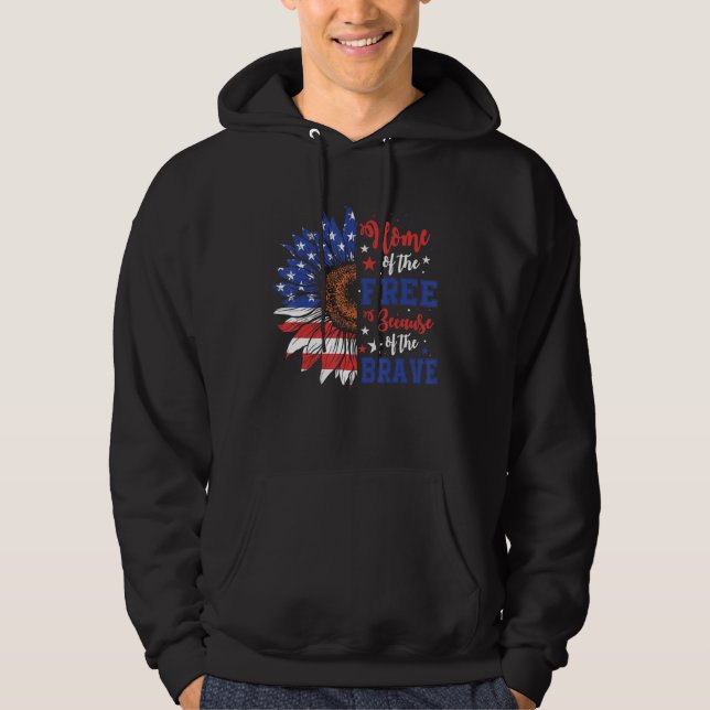 Home Of The Free Because Of The Brave USA Flag Sun Hoodie (Framsida)