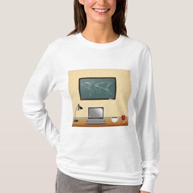 Home Office Desk Laptop Coffee T Shirt (Framsida)