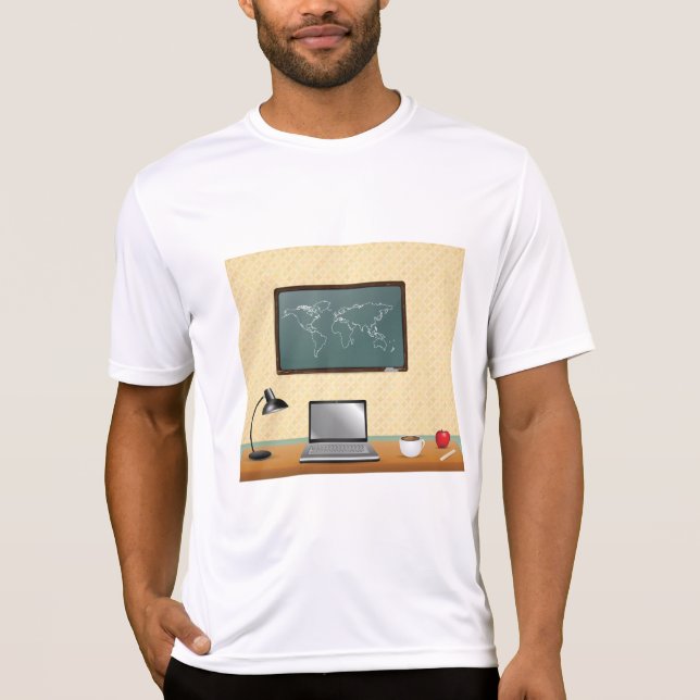 Home Office Desk Laptop Coffee T Shirt (Framsida)