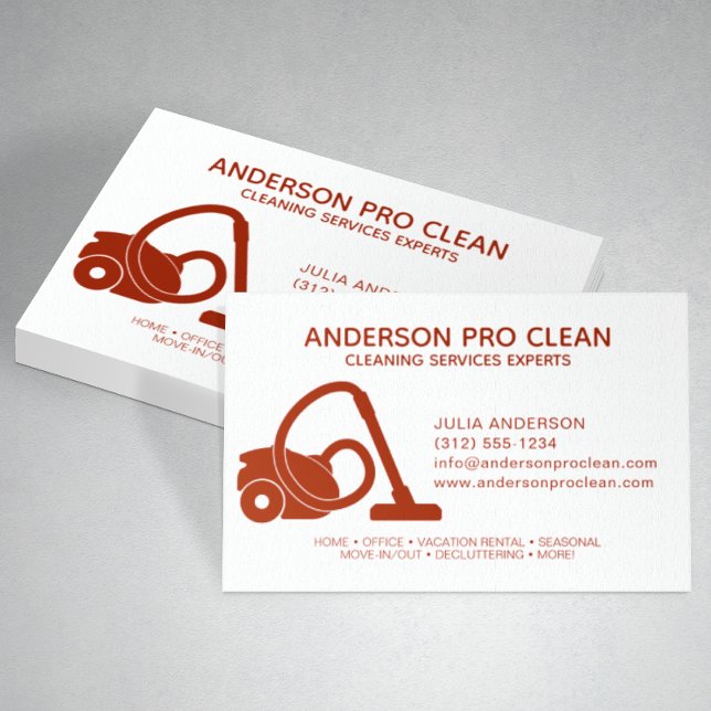 Home & Office Pro Städning Service Crimson Red Visitkort (Skapare uppladdad)