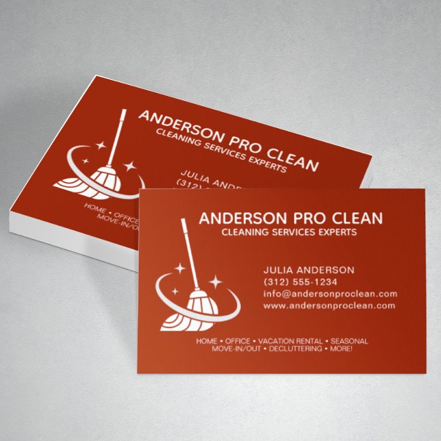 Home & Office Pro Städning Service Crimson Red Visitkort (Skapare uppladdad)