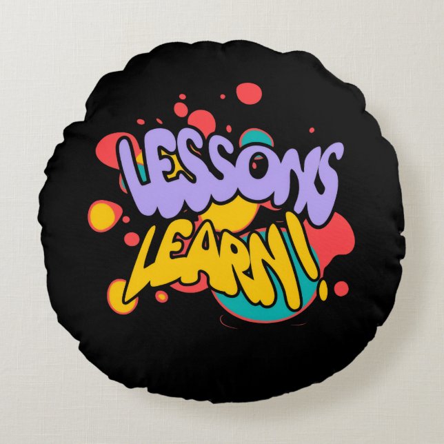 HOME PAINT SPLASH LESSONS LEARN ROUND PILLOW  RUND KUDDE (Framsidan)