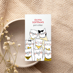 Home Pet Sitta Cute Lycklig Cat Ansikte GULT Visitkort