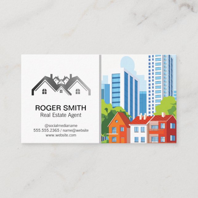 Home Properties Realtor Logo | City Buildings Visitkort (Framsida)