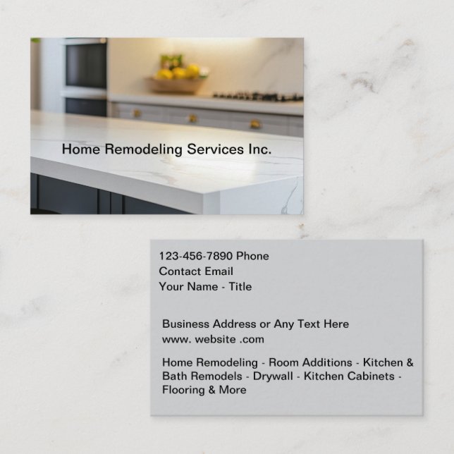 Home Remodeling Services Modern Kitchen Visitkort (Fram/baksida)