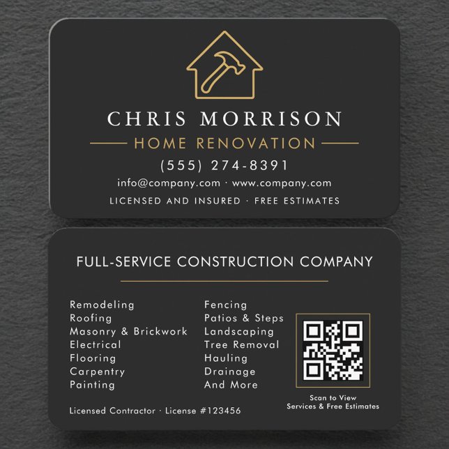 Home Renovation Repair QR Code Professional Visitkort (Skapare uppladdad)