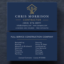 Home Repairs Construction Navy Blue Gold 