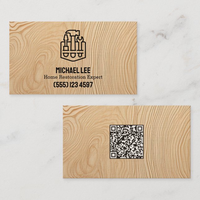 Home Restoration Decking Vcard QR Visitkort (Fram/baksida)