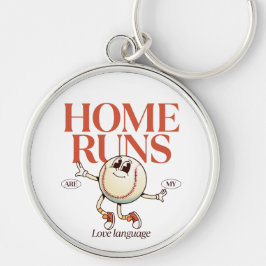 Home run är mitt kärleksspråk rund silverfärgad nyckelring
