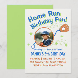 Home Run Baseball Birthday Kids Inbjudningar