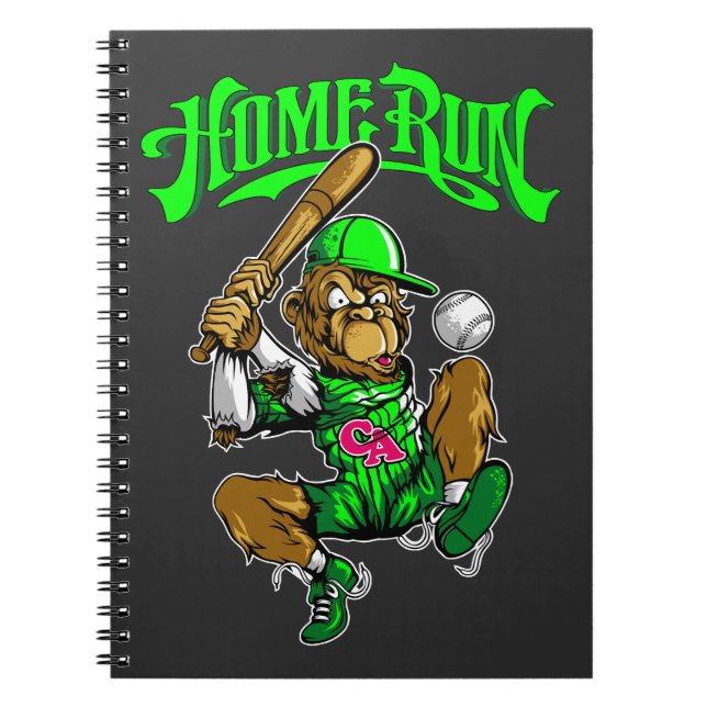 Home Run Monkey Baseball Anteckningsbok (Framsidan)