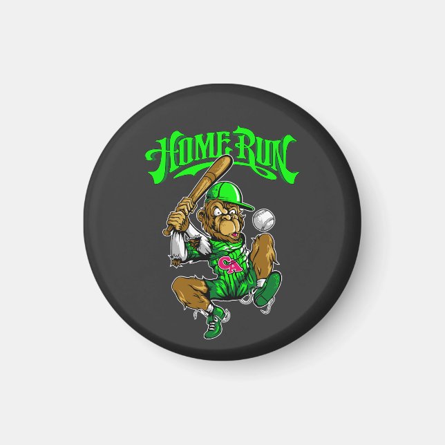 Home Run Monkey Baseball Magnet (Framsidan)