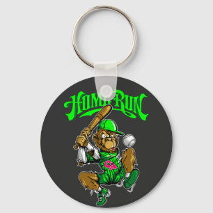 Home Run Monkey Baseball Nyckelring