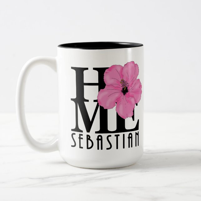 HOME Sebastian 11oz rosa hibiscus Två-Tonad Mugg (Vänster)