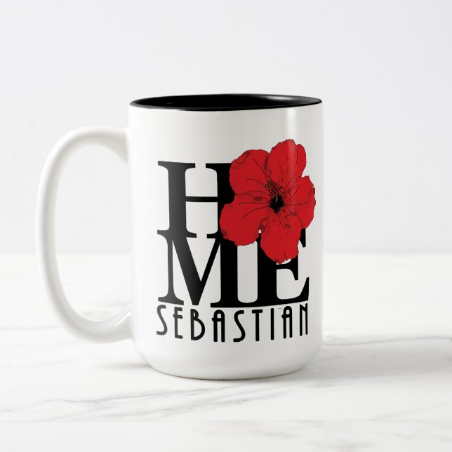 HOME Sebastian 15oz red hibiscus Två-Tonad Mugg (Vänster)