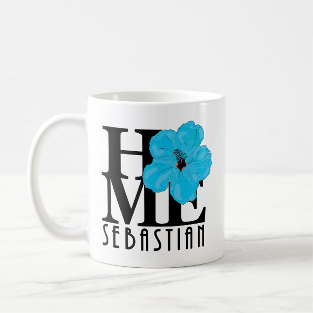 HOME Sebastian Florida 11oz Blue hibiscus Kaffemugg (Vänster)