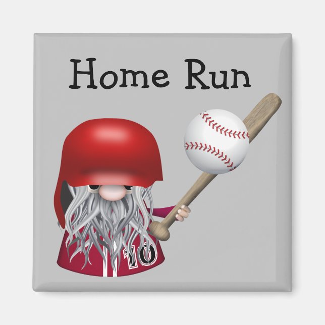 Home Springa Gnome Baseball Magnet (Framsidan)
