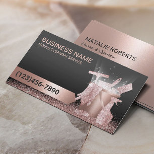 Home Städning Service Modern Ro Guld Glitter Visitkort