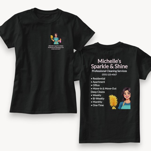 Home Städning Service Modern Woman Black T Shirt (Skapare uppladdad)