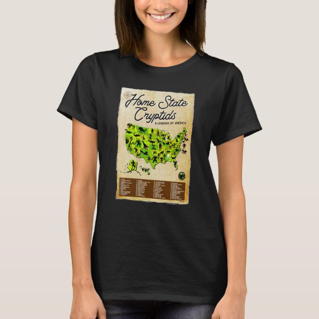 Home State Cryptids & Legends of America Cryptozoo T Shirt (Framsida)