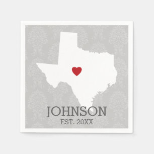 Home State Karta Art - eget namn Texas Pappersservett