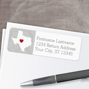 Home State Karta Art - eget namn Texas Returadress Etikett
