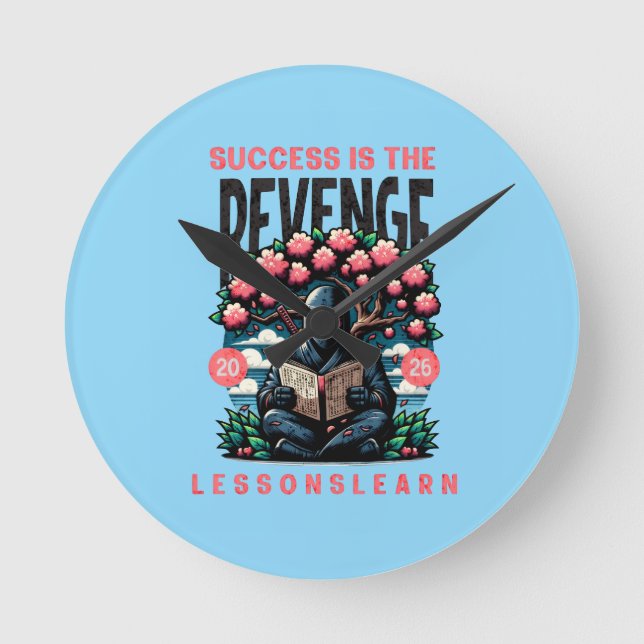 HOME SUCCESS REVENGE LESSONS LEARN WALL CLOCK  RUND KLOCKA (Framsida)