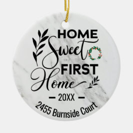 Home Sweet First Home 2022 Personlig Adress Julgransprydnad Keramik
