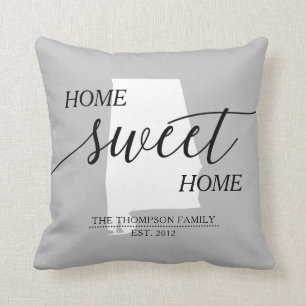 Home Sweet Home AL State Family Namn Dekorativ kud Kudde