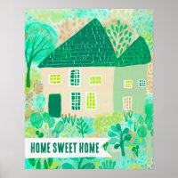 HOME SWEET HOME Anpassningsbar House Garden Illust