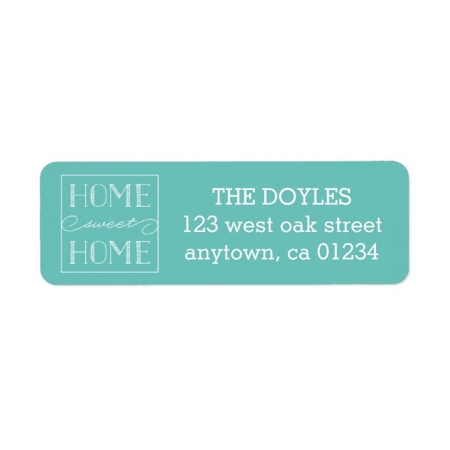 Home Sweet Home Aqua | RETURETIKETTER Returadress Etikett (Framsidan)