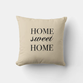 Home Sweet Home Beige Farmhouse Pillow Kudde