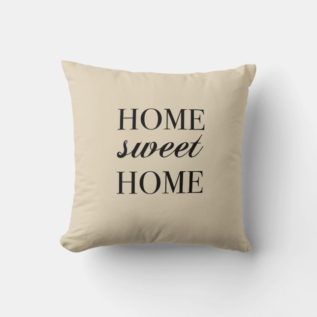Home Sweet Home Beige Farmhouse Pillow Kudde (Framsida)