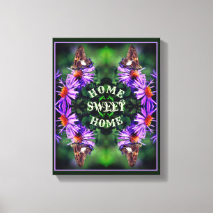 Home Sweet Home Butterfly Flower Abstrakt Canvastryck