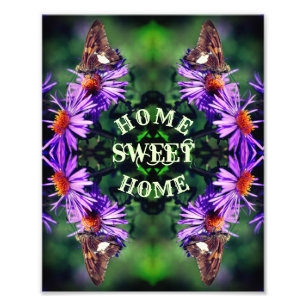 Home Sweet Home Butterfly Flower Abstrakt Fototryck