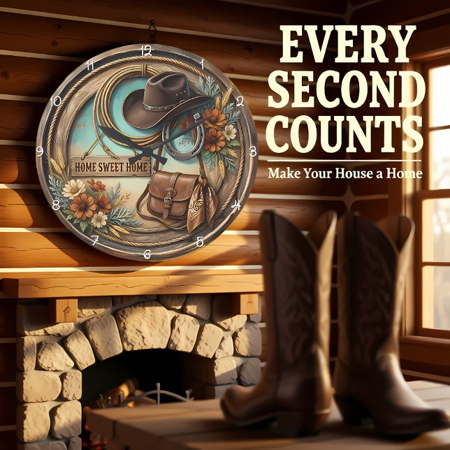 Home Sweet Home Cowboy Hat Stor Klocka (Skapare uppladdad)
