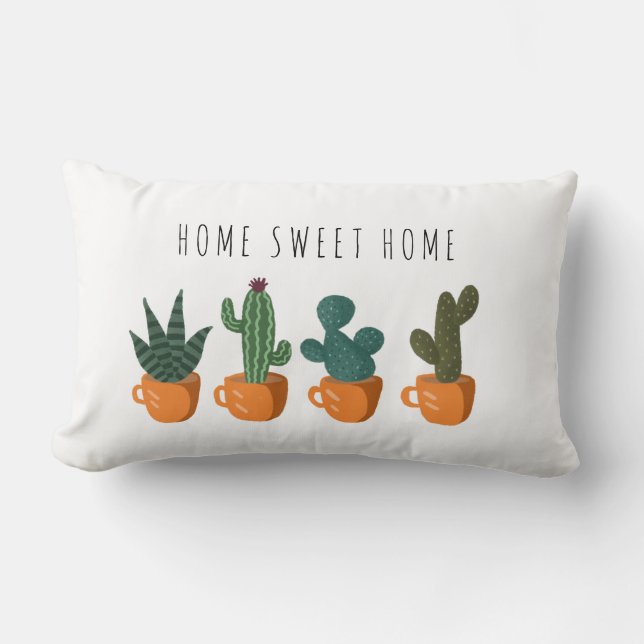 Home Sweet Home Cute Cactus Family Lumbarkudde (Framsida)