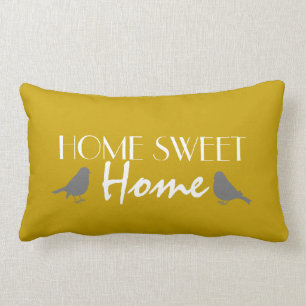 Home Sweet Home Cute Ochre Gult Grått Modern Lumbarkudde