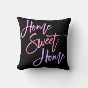 Home Sweet Home Elegant Rosa Lilac Script Black Kudde