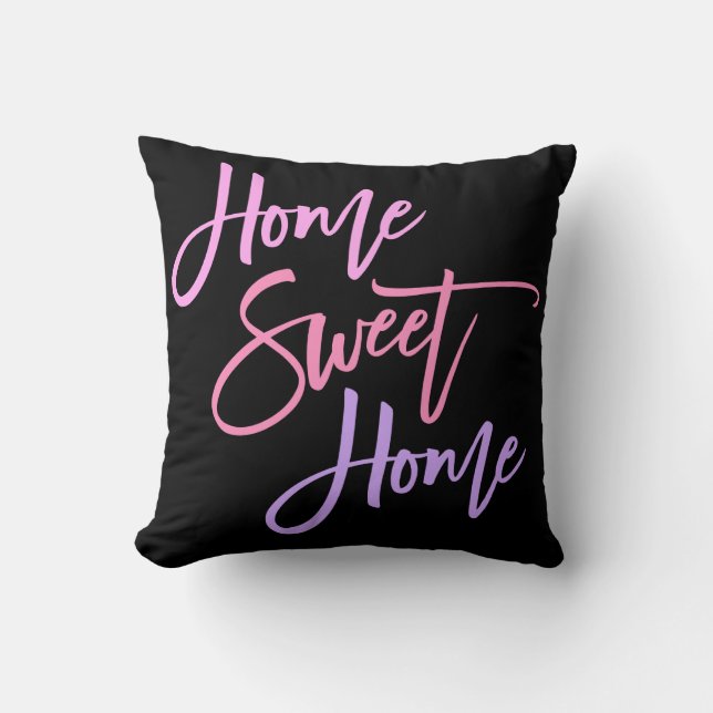 Home Sweet Home Elegant Rosa Lilac Script Black Kudde (Framsida)