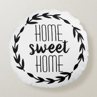 Home Sweet Home Farmhouse Pillow Rund Kudde