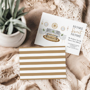 Home Sweet Home Guld och Grått Watercolor Flytta Meddelande