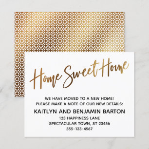 Home Sweet Home Handwrite Guld Mönster Card Inbjudningar