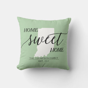 Home Sweet Home I State Family Namn Dekorativ kudd Kudde