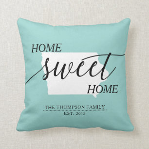 Home Sweet Home IA State Family Namn Dekorativ kud Kudde