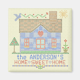 Home Sweet Home Kor Stitch House Personlig Magnet