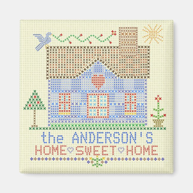 Home Sweet Home Kor Stitch House Personlig Magnet (Framsidan)